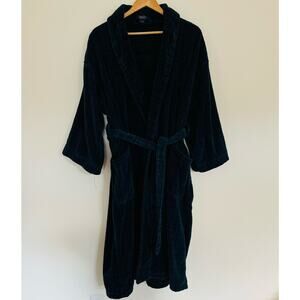 VTG Nautica Sleepwear Cotton Blue Green Houndstooth Plaid Terry Plush Bath Robe